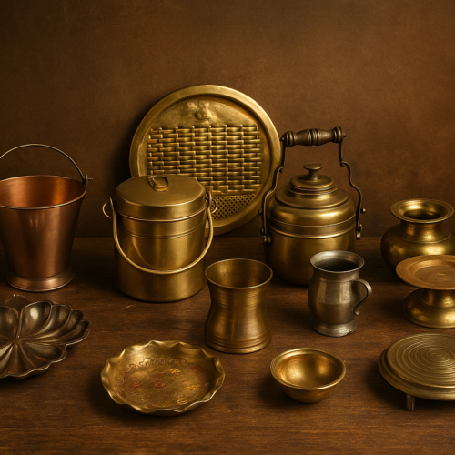 Vintage brass  and copper small size utensils