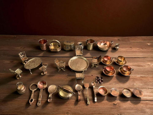 Vintage brass miniatures set
