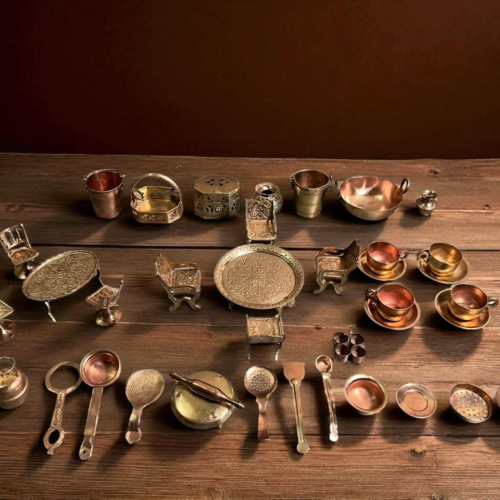 Vintage brass miniatures set