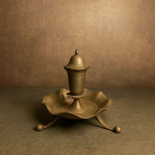 Vintage Brass German Silver Agarbatti Stand – Decorative Incense Holder with Tripod Base - Image 3