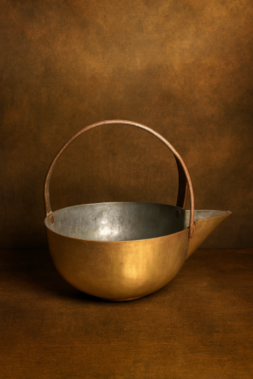 Antique Brass Pouring Vessel with Handle – 100+ Years Old - Image 2