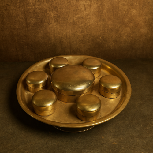 Antique Brass Churi Supari Thalikya Set – Traditional Sauf Khata Daani from Rajasthan
