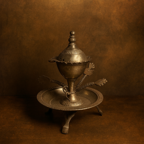 Antique Brass Agarbatti Stand with Lid – 100+ Years Old