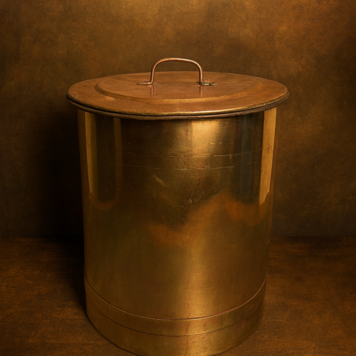 Antique Large Brass Storage Tank with Lid – 100+ Years Old