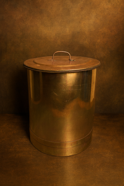 Antique Large Brass Storage Tank with Lid – 100+ Years Old