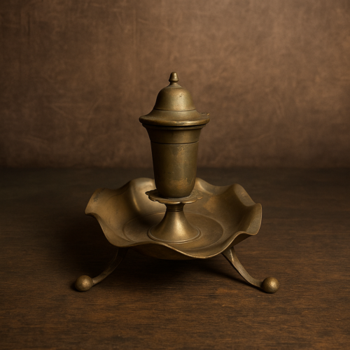 Vintage Brass German Silver Agarbatti Stand – Decorative Incense Holder with Tripod Base
