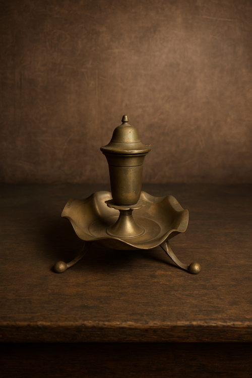 Vintage Brass German Silver Agarbatti Stand – Decorative Incense Holder with Tripod Base