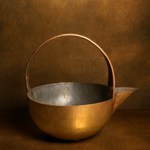 Antique Brass Pouring Vessel with Handle – 100+ Years Old