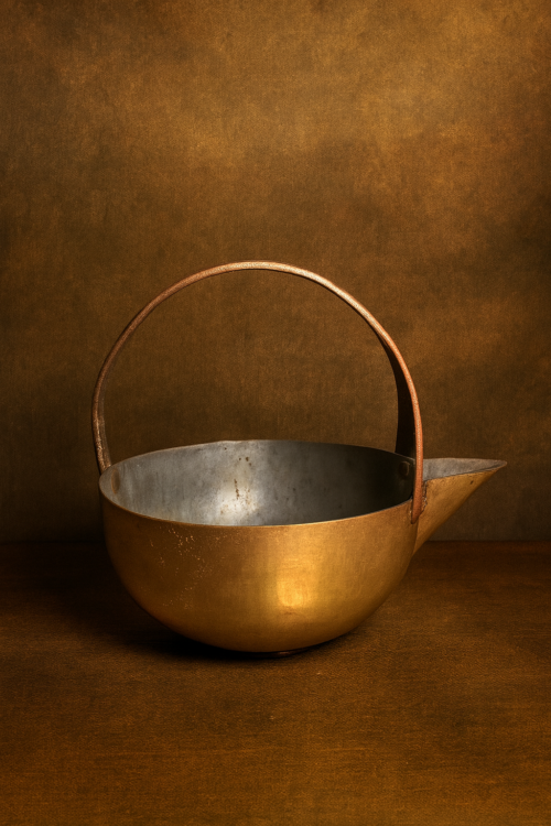 Antique Brass Pouring Vessel with Handle – 100+ Years Old