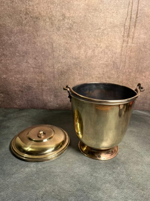 Vintage Brass Ice Bucket with Lid & Handles - Image 4