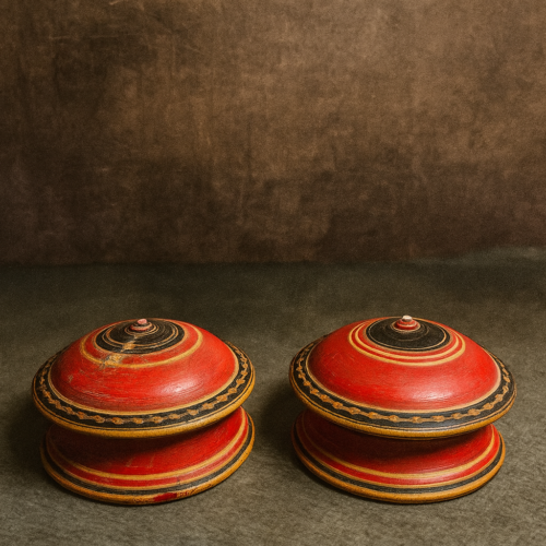 Antique Wooden Handcrafted Vegetable Color Boxes (Set of 2)