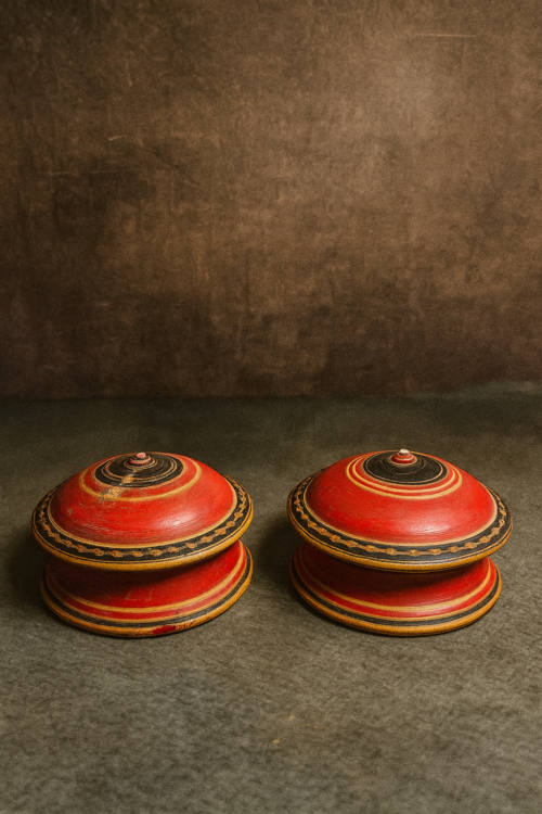 Antique Wooden Handcrafted Vegetable Color Boxes (Set of 2)