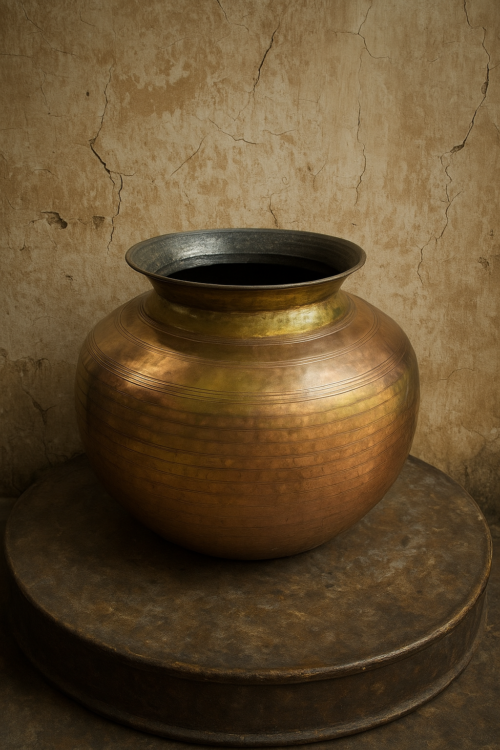 Antique Handcrafted Brass Pot – Heritage Collectible