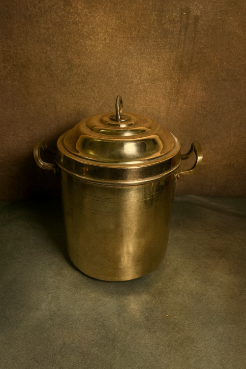 Antique Brass Storage Tank with Lid & Side Handles - Image 5