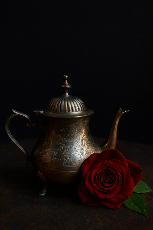 Brass Silver-Polished Hand-Carved Tea Kettle - Image 4