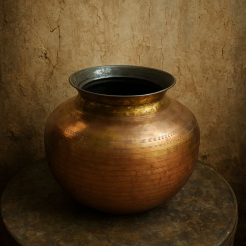 Antique Handcrafted Brass Pot – Heritage Collectible - Image 2
