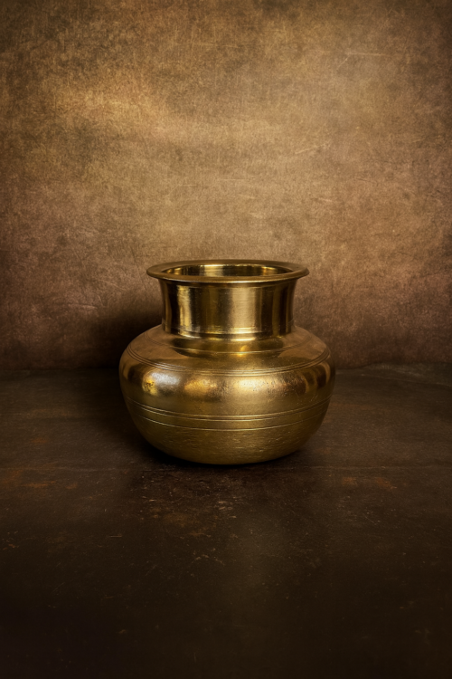 Vintage brass heavy weight pot - Image 2