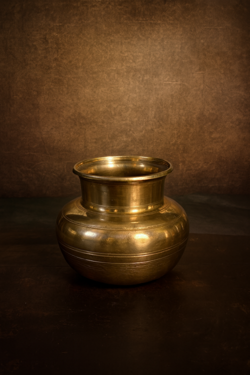 Vintage brass heavy weight pot