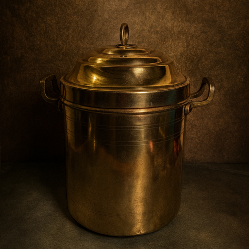 Antique Brass Storage Tank with Lid & Side Handles