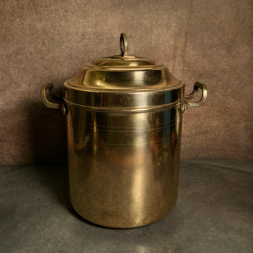 Antique Brass Storage Tank with Lid & Side Handles - Image 3