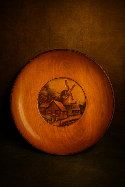 Vintage Wooden Lithograph Print Decorative Plate - Image 2