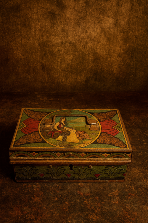 Vintage Tin Lithograph Print Money Box for Children