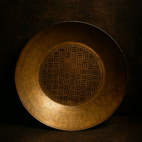 Antique Hand-Hammered Brass Grain Strainer (Traditional Pierced-Work Heritage Bowl)