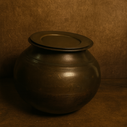 Vintage bronze solid weight haandi with lid