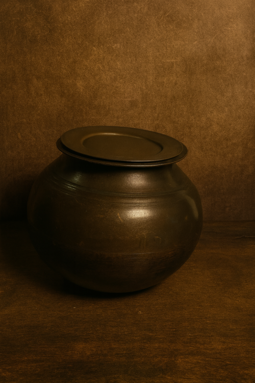 Vintage bronze solid weight haandi with lid