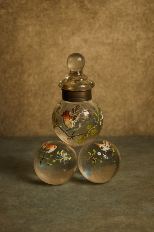 🌿 Antique Hand-Painted Glass Perfume Bottle – Victorian Era Collectible - Image 5