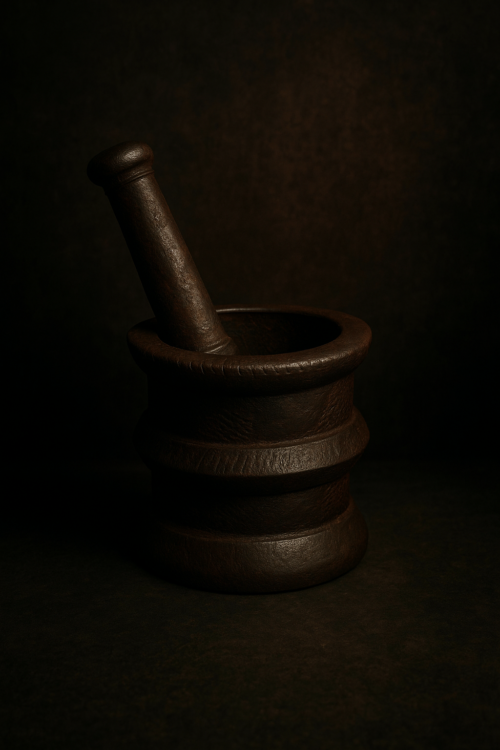 Antique Iron Mortar & Pestle – 150+ Years Old Heritage Kitchen Tool - Image 3