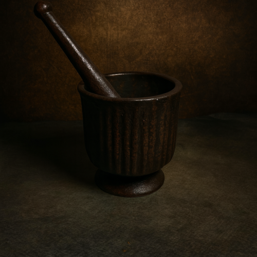 🏺 Antique Cast Iron Mortar & Pestle (Okhli-Musal) – 130+ Years Old