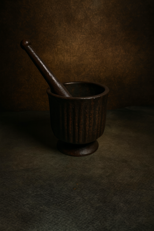 🏺 Antique Cast Iron Mortar & Pestle (Okhli-Musal) – 130+ Years Old