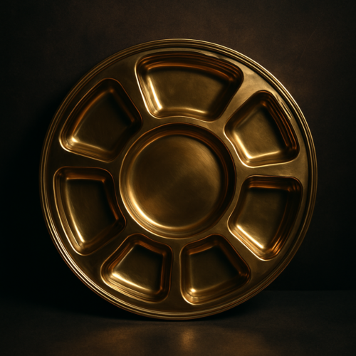 🏺 Vintage Brass Thali (7-Compartment Serving Plate)