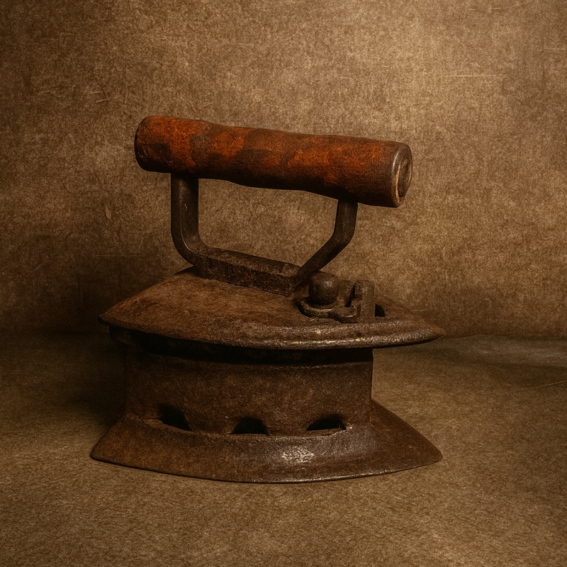 Vintage Coal Iron – Handcrafted Cast Iron With Wooden Handle