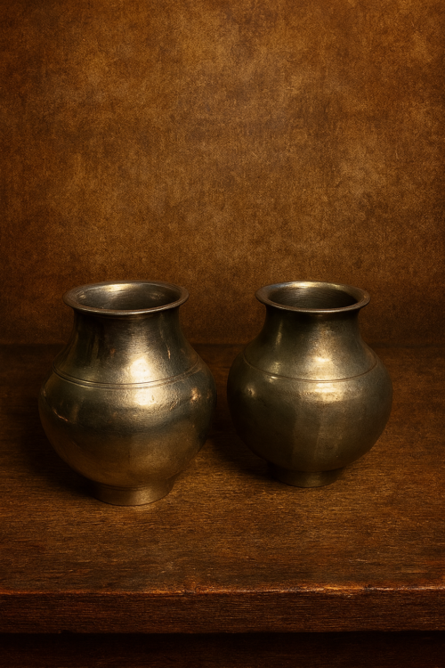 Vintage brass white polished 2 pcs small size pot - Image 4