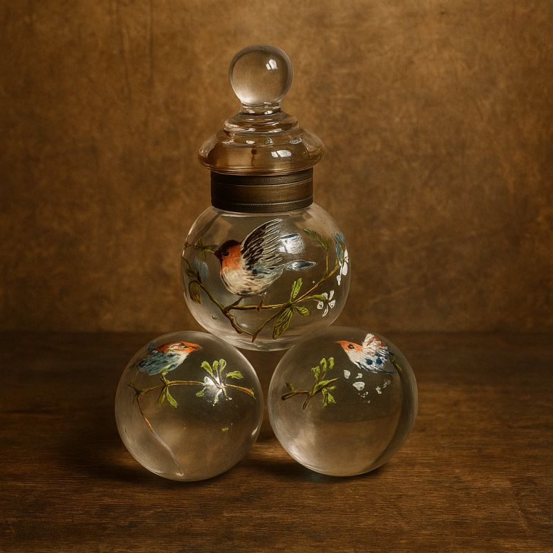 Antique Hand-Painted Glass Perfume Bottle – Victorian Era Collectible