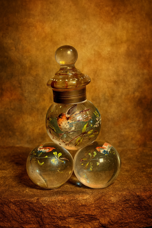 🌿 Antique Hand-Painted Glass Perfume Bottle – Victorian Era Collectible - Image 4
