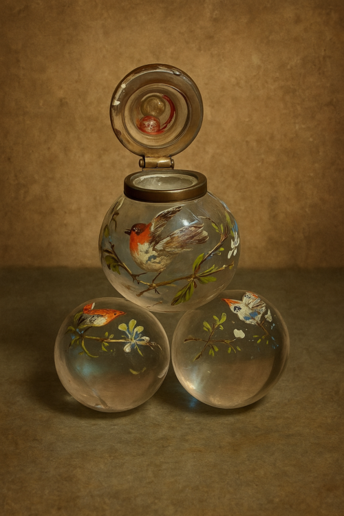 🌿 Antique Hand-Painted Glass Perfume Bottle – Victorian Era Collectible - Image 3