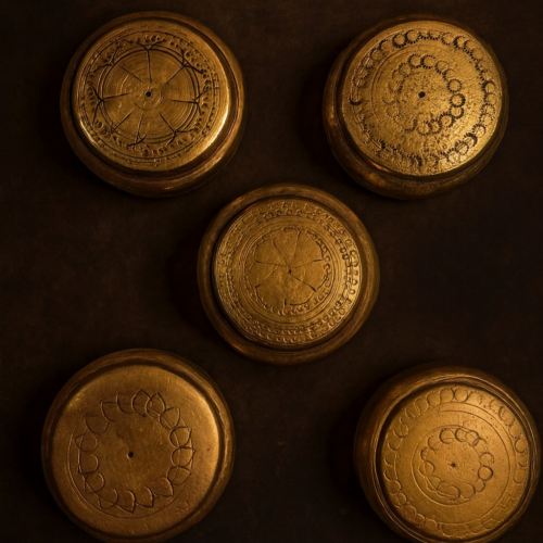 Miniature Brass Kajal / Sindoor / Kumkum Box Set (2-Inch, Handcrafted – Set of 5)