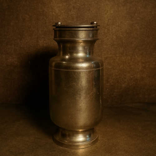 Vintage German Silver Water Bottle with Matching Glass