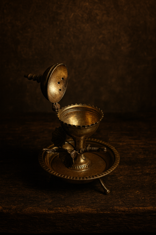 Antique Brass Agarbatti Stand – Handcrafted Heritage Incense Holder - Image 2