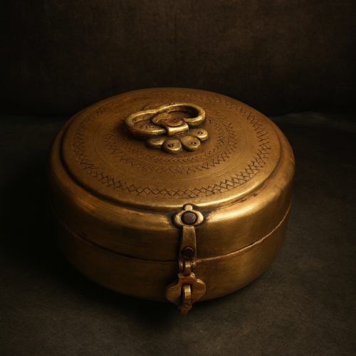 Antique Kadi Kuntha Brass Box – Hand-Carved | Multipurpose