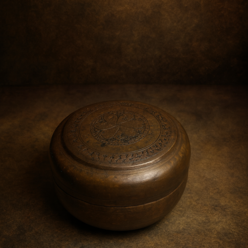 Vintage brass small size hand carved box