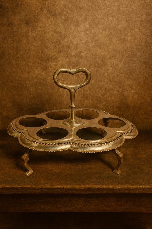 🏺 Antique Brass & German Silver 6-Glass Counter Set - Image 3