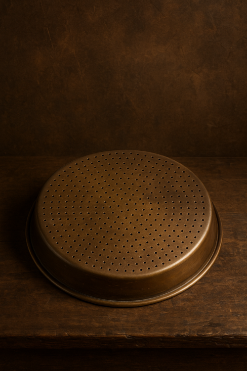 Antique brass unused solid chalni - Image 3