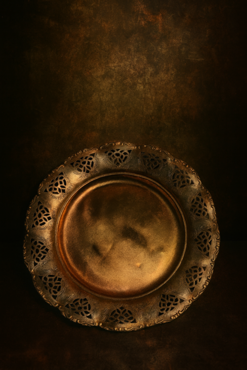 Antique Brass Silver Polished Plate – Hand Carved with Jaali Cutting Work (100+ Years Old) - Image 2