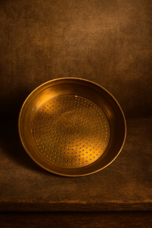 Antique brass unused solid chalni - Image 2