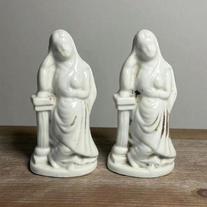 Vintage White Porcelain Lady Figurines (Pair)