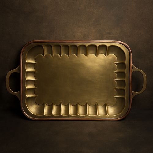 Antique Handcrafted Brass Serving Tray — Large Size | Royal Vintage Décor Piece
